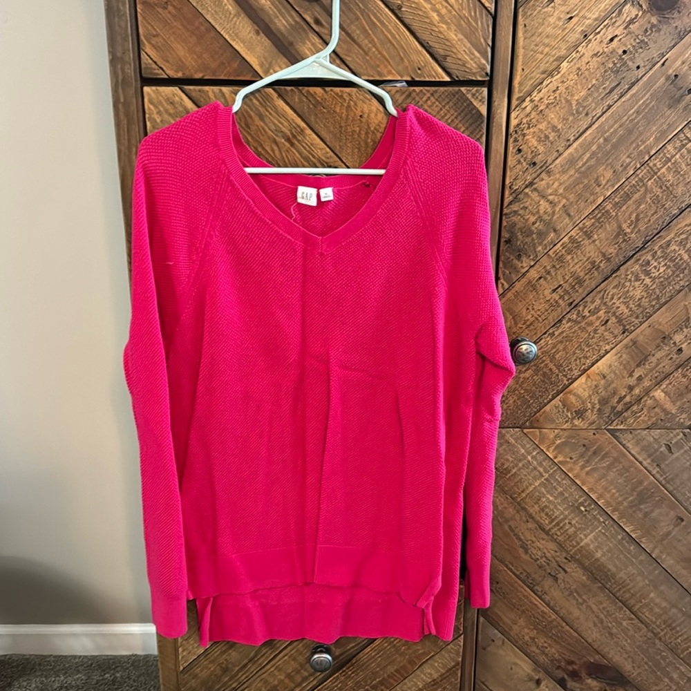 Gap, hot pink, v-neck light weight sweater